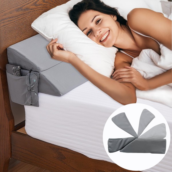 Limthe King Bed Wedge Pillow,Bed Gap Filler,Headboard Pillow,Mattress Gap Filler(0-7"),Foam Wedge Pillow Fill Gap Between Headboard/Wall and Mattress Grey 76"x10"x6"