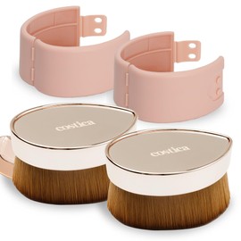 COSTICA Foundation Brush 2 Pack Foundation Makeup Brush, Flat Top Flawless Foundation Brush for Liquid Makeup, Kabuki Brush for Blending, Liquid, Cream or Flawless Powder with Portable Case(Pink)