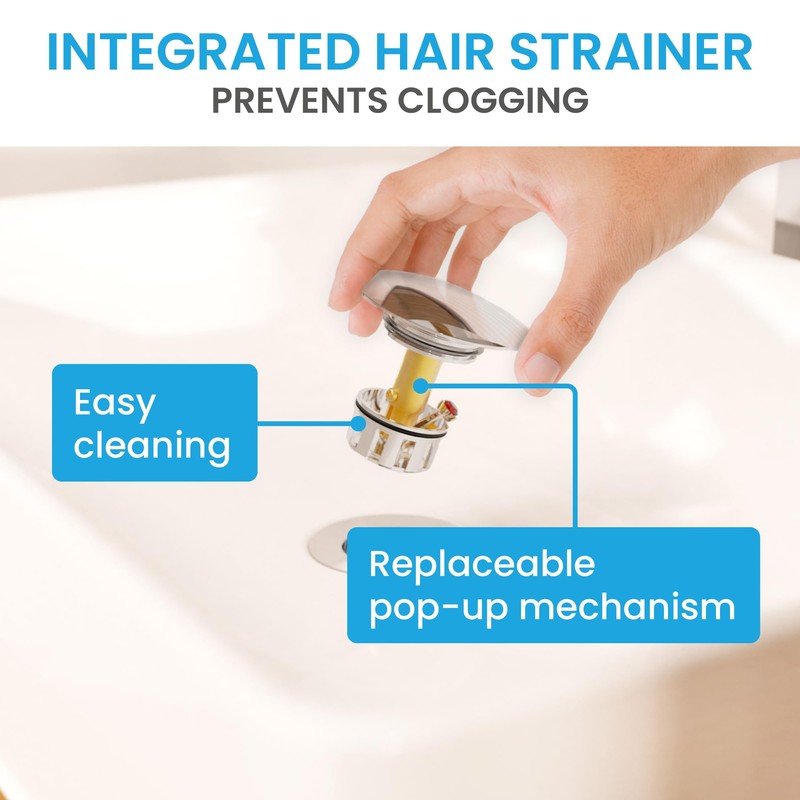 Bächlein Universal Extra Long Drain without Overflow (Chrome) Pop Up