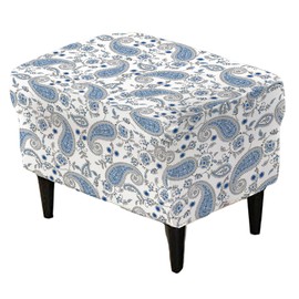CRFATOP Ottoman Chair Cover Large Ottoman Chair Slipcovers Printed Rectangle Storage Stool Cover Stretch Footstool Footrest Furniture Protector for Bar Counter Living Room,C14
