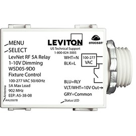 Leviton WSD05-9D0 LevNet RF 902MHz 1-10V Wireless 5A Relay Dimming Fixture Controller in 100-277V
