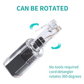 YOLISTIC (Value Pack of 10 360° Phone Cord Detangler Landline Telephone Extended Rotating Black