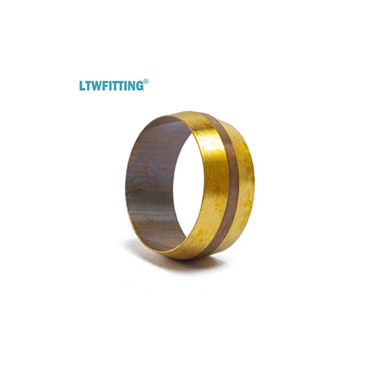 LTWFITTING 7/8-Inch Brass Compression Sleeves Ferrels,Brass Compression Fitting(Pack of 50)