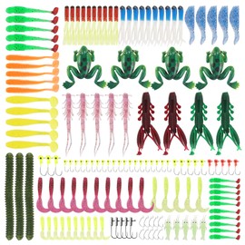 MKNZONE 146 Pcs/1 Set Multifunctional Fishing Lure Kits Mixed Universal Assorted Fishing Lure Accessories Set, Soft Bait Fishing Device, Bait Hook with Fishing Tackle Box