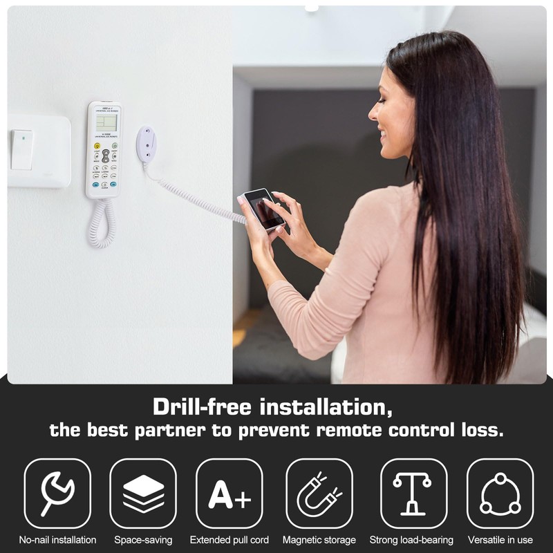 2-Pack Magnetic Remote Control Holders with Spring Ropes - Safely