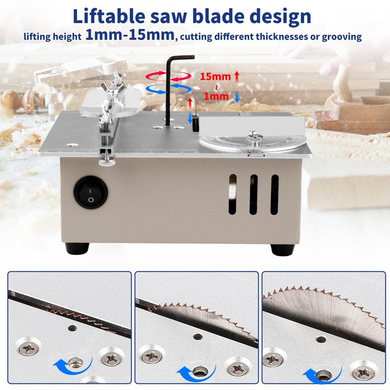 DEWIN Mini Precision Table Saw with Sanding Disc, 7'' Small