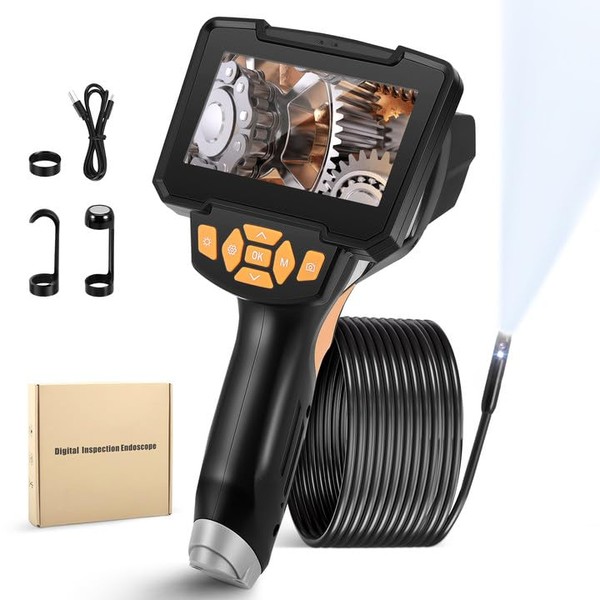 Dual-Camera Endoscope Inspection Camera, 1080p/4.3-Inch Ips Dual-View Inspection Camera With