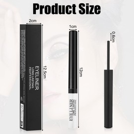 Aomig Matte Felt Tip Pen Eyeliner, Waterproof Liquid Eyeliner Pencil, Eye Makeup Tool Long Lasting Liquid Eye Liner, Slim Smudgeproof Eyeliner Pen Suitable for All Eye Shapes Available(1# White)