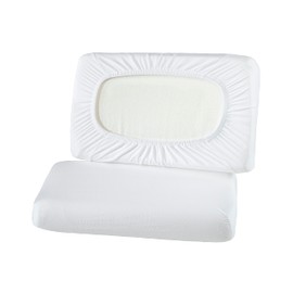 BaSaTex Organic Pillow Covers, Fitted Covers, Pack of 2, for Neck Pillow and Health Pillows, 97% GOTS-Certified Cotton + 3% Elastane, Approx. 45-60 x 30-40 cm - 20 cm Bridge | White