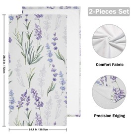 Vdsrup Beautiful Lavender Hand Towels Watercolor Flowers Towel Set of 2 Small Bath Towels Soft Guest Face Towel Bathroom Decorations Thin Kitchen Tea Dish Towels 14x28 in