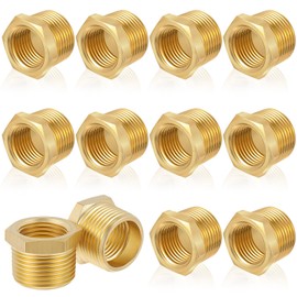 MorningRo 10 Pcs 3/4" GHT Male x 1/2" NPT Female Connector Brass Garden Hose Adapter Pipe Fitting Hex Head Bushing Pipe Thread Tube Fitting Heavy Duty Coupler Garden Hose Swivel