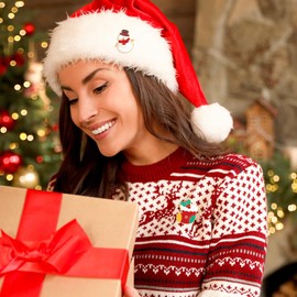 Kiiwah 6 Pcs Christmas Brooch Pin Set Cute Santa Snowman Snowflake Xmas Metal Badges Christmas and Near Year Gift for Women Men Kids(Gold Edge)