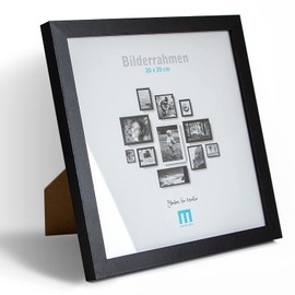 M MERCEO Picture frame 20 x 20 cm (1 piece) in black, minimalist and modern photo frame for photos and pictures Includes: Acrylic glass protection Suitable as a table stand and for the wall, square