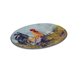 Certified International Rooster Meadow Oval Platter, 16" x 12" x 1.25", Large, Multicolor