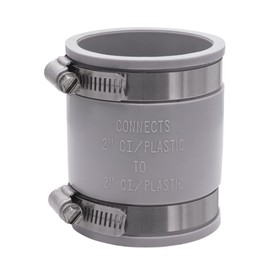 Fernco 1056-22 2-in. Flexible PVC Pipe Coupling for Cast Iron and Plastic Plumbing Connections in Gray