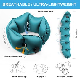 MULIHOMI Ultral Portable Pocket Inflatable Travel Pillow for Airplan and Traine, 360° Adjustable Surrounding Flying Neck Pillows,Travel Neck Pillow Set with Earplugs (Extral Large,Blue)