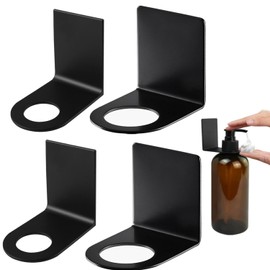 Dispenser Holder, Pack of 4 Soap Dispenser Holder, 27 mm/33 mm, Wall Mount, Stainless Steel Wall Shampoo Holder, Bathroom Accessories, Shelf for Kitchen, Bathroom, Lotion, Dishwasher