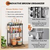Broom Holder with Cleaning Supplies Organizer, Broom Closet Storage Cabinet