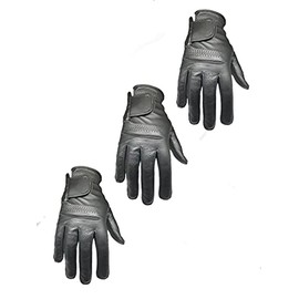 3 Mens EverGrip Black Cadet Cabretta Golf Glove (Right Handed Glove for The Left Handed Golfer) (XL)