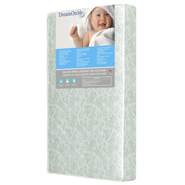 Dream On Me 2 in 1 Foam Core Crib and Toddler Bed Mattress, Little Butterflies, 6 Inch
