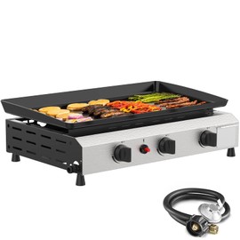 SKOK 3 Burner Gas Griddle- 23.3 Inch Outdoor Propane Griddle-30000 BTU Propane Fuelled, Portable Flat Top Gas Grill Camping Griddle Station for Kitchen, BBQ, Camping Tailgating