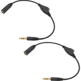 Mirhua 3.5mm ヘッドホン延長 ケーブル 30cm 音量調節 音質劣化防止 イヤホン延長コード オーディオケーブル ２個入り (ブラック)