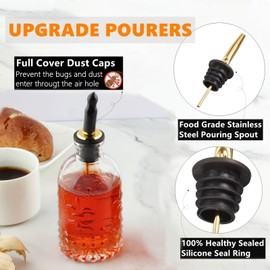 Shining Craft Simple Syrup Bottle, Glass Coffee Syrup Dispenser Bottle 7 OZ With Metal Pour Spout, Labels and Stopper, Glass Syrup Dispenser for Maple Honey Syrup Oil and Sauces, SC059