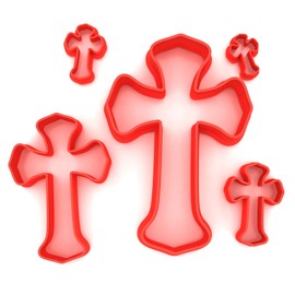 Custom Cutters Cross Shape Cutters | Set of 5 Plastic Cutter for Baking, Fondant, Clay, Pastry, Icing, Jewellery (1.5/2/3/5/8CM)