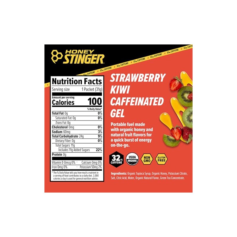 Honey Stinger Kiwi Strawberry Gel with Caffeine, 850 g