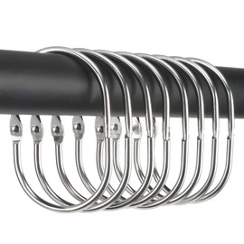 24 Pcs Shower Curtain Rings, Goowin Shower Curtain Hooks, Oval Snap Shower Rings for Curtain, Metal Shower Curtain Rings Rust Proof, Glide Smoothly Shower Hooks for Shower Curtain Rod (Chrome)