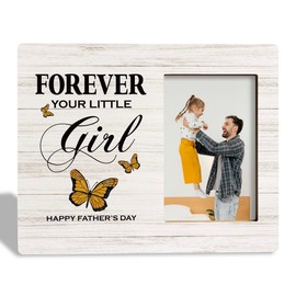To Dad Photo Frame - Forever Your Little Girl, Wooden Picture Gift for Father's Day, Daddy Gift From Daughter