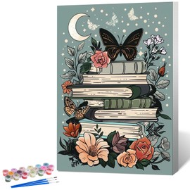 Framed Paint by Numbers Kit for Adults Beginner Book, Adult Paint by Number Kits on Canvas Framed Flower, DIY Acrylic Oil Painting by Numbers with Frame, Butterfly for Home Decor Gift 8 X 12 Inch