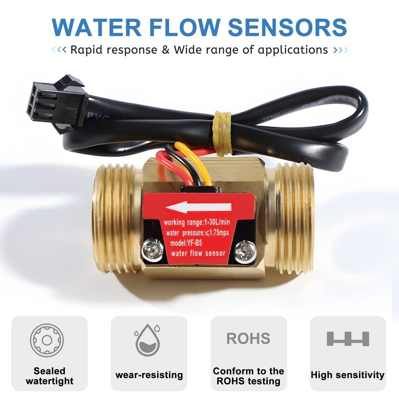 SWAWIS Pack of 2 G3/4 Water Flow Sensor, Flow Sensor