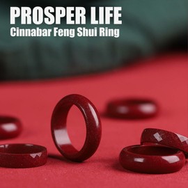 HETICA Feng Shui Cinnabar Ring, Attracting Wealth Cinnabar Feng Shui Ring for Men Women, Wealth and Protection Good Luck Money Amulet Lucky Rings That Bring Good Luck Mother's Day Gifts