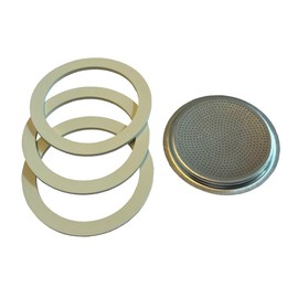 Baldo-direkt Replacement Seal Set for Espresso Maker - 9 Cups Aluminium - 3 x Sealing Rings 1 x Replacement Strainer