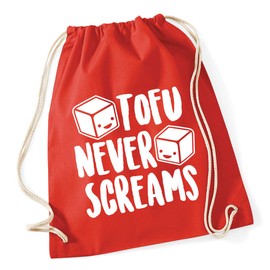 Hippowarehouse Tofu never screams Drawstring Cotton School Gym Bag 37cm x 46cm, 12 litres