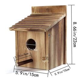 Bird House for Outside with Predator Guard, Wood Bird Houses for Outside with Pole Wooden Bird House for Bluebird Cardinals Hanging Birdhouse Clearance Garden Country Cottages