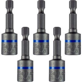 3/8-Inch Magnetic Hex Head Driver Bit w/Quick Change Shank - Used for Installing Screws, Nuts, Bolts, etc. - (5 PACK)