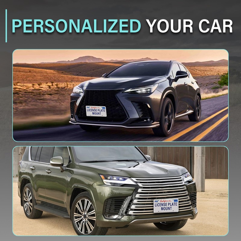 No Drill Front Bumper License Plate Mount Compatible with Lexus