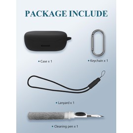 Case for JBL Endurance Peak 3 - True Wireless Headphones, Soft Silicone Protective Portable Scratch Shock Resistant Hard Shell with Cleaner Kit & Carabiner & Lanyard，Black