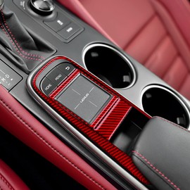 AIRSPEED for Lexus RC Center Console Button Frame Cover Carbon Fiber Interior Decoration Trim Accessories for Lexus RC300 RC350 RC200T 2015-2018, Red