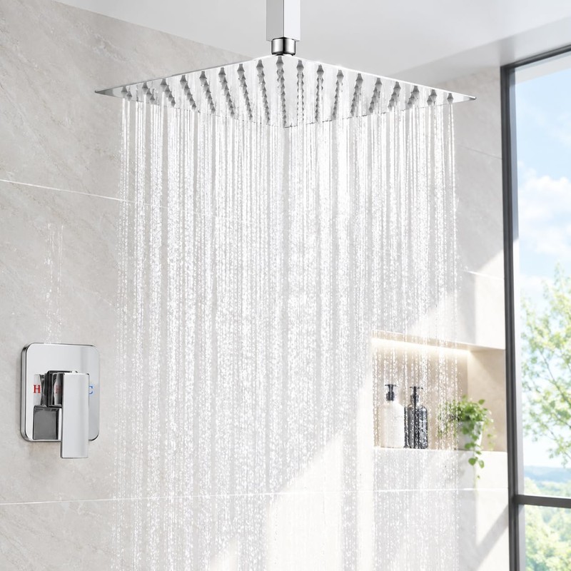 Ceiling Shower System Shower Faucet GGStudy Bathroom Luxury Rain Mixer