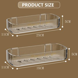 Halyuhn Acrylic Bathroom Shelves 2Pack, 14" Clear Adhesive Shower Shelves for Bathroom Wall Decor and Storage, No Drilling Plastic Wall Shelf Organizer for Home, Kitchen, and Dorm, Large Capacity