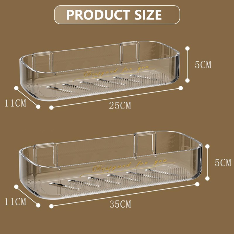 Halyuhn Acrylic Bathroom Shelves 2Pack, 14" Clear Adhesive Shower Shelves