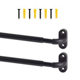 TYRON Paquete de 2 Barras de Cortina de Hoja Atornilladas Ajustables 9-12 Pulgadas, 3/8 Pulg. de Diámetro, Mini Barra para Ventana Lateral (Negro)