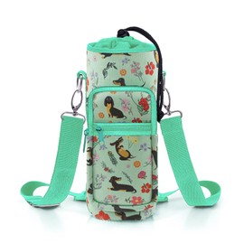 ujdnspda Dachshund Water Bottle Carrier Bag for 25oz/32oz Wiener Dog Flower Water Bottle Holder with Adjustable Strap& Phone Pocket,Dachshund Water Bottle Accessories Gifts