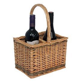 Red Hamper DB008 Wicker 2 Bottle Steamed Bottle Carrier