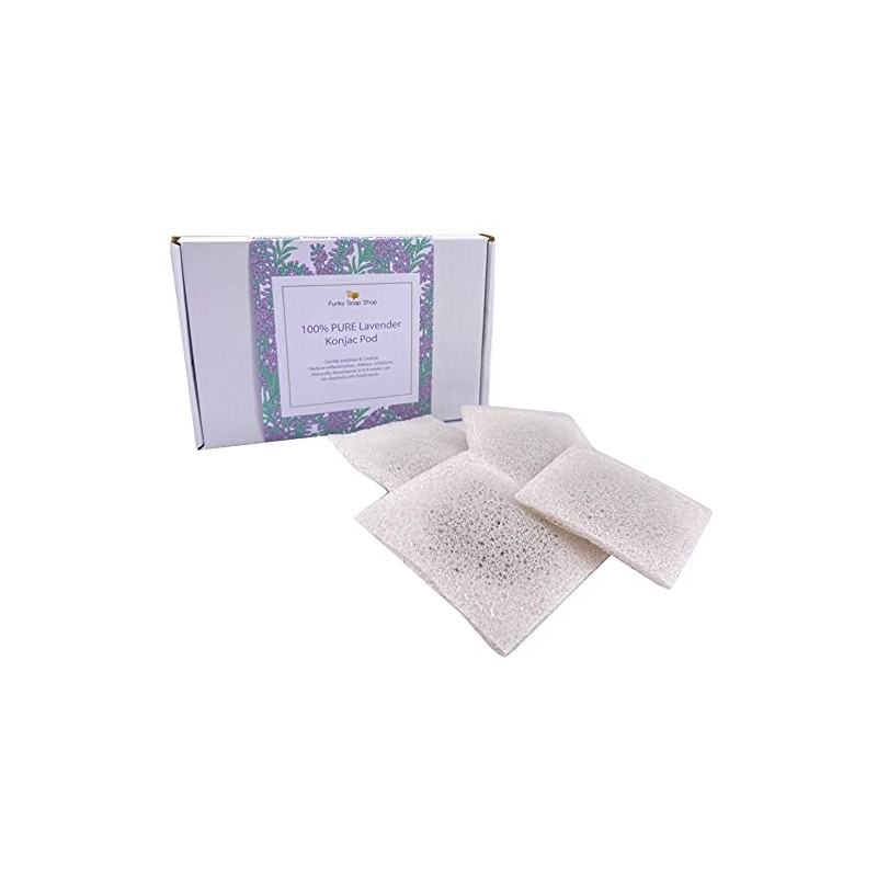 Funky Soap 4 x 100% Pure Lavender Konjac Pod Biodegradable