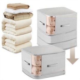 2 Pack Space Saving Upgrade Comforter Storage Bag with Handle, Adjustable In 3 Sizes (142L, 107L, 71L), 3-Layer Compression Blanket Storage Bags, Washable Bedding Organizer For Pillow Duvet Clothing