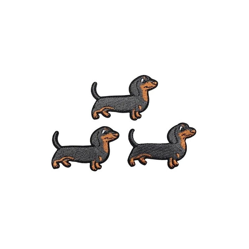 3 Cartoon Dachshund Rainbow Rabbit Bear Embroidered hot Glue Patch